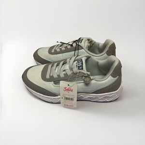 Girls Justice Varsity Slip on Gray Sport Sneakers With Side Zipper Size 3